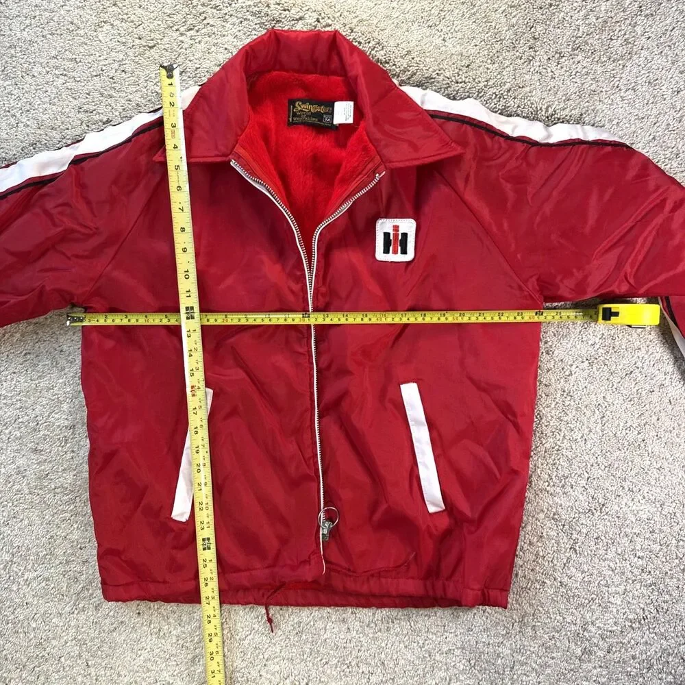 Swingster International Harvester Jacket Men Medium Red 70s Racing Fleece Lined - Picture 7 of 7